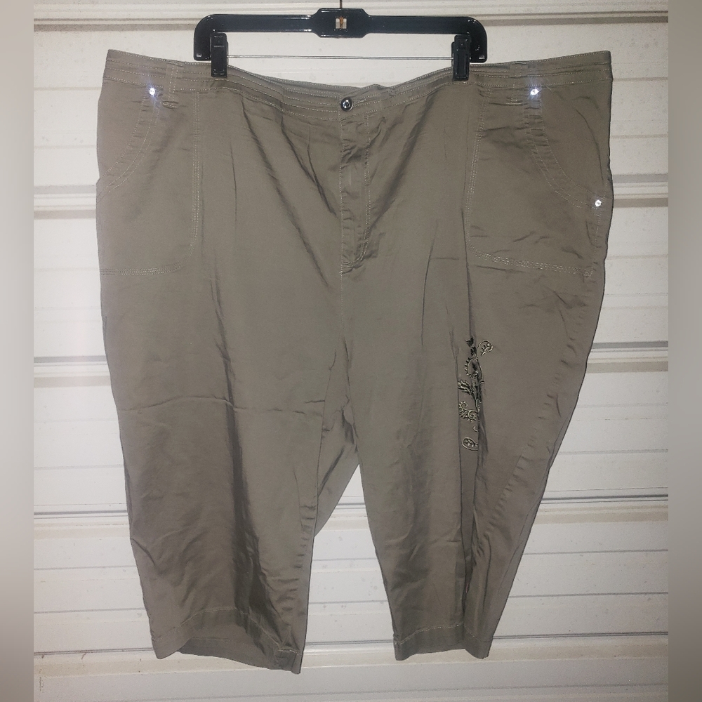 Plus Size Liz & me 30W Green cropped pants fall 5x